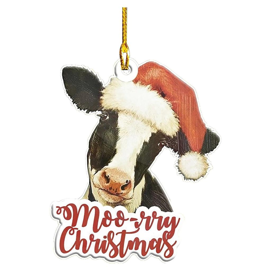 Подвесные украшения на елку, шапка Санты, акриловый кулон, праздничные украшения в виде животных для дома, праздничные подвески для вечеринок, подарки