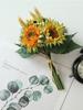 1 Bunch Artificial Flowers Sunflowers Hand Tied Bouquet Fake Flowers for Home Wedding Party Decoration