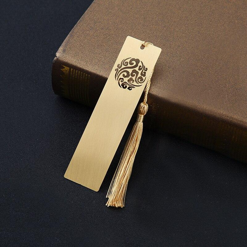Chinese Retro Bookmark Hollow Brass Bookmark Pendant Set Vintage Style Pattern Bookmark Teacher/friend Gift Student Supplies