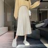 MOUKYUN Хлопковая плиссированная длинная юбка, женская повседневная эластичная талия, Faldas, корейская мода, женские свободные юбки-зонтики до середины икры
