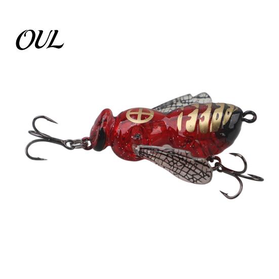 Saltwater Fishing Lure 5G/4.8CM Bionic Wasp Topwater Lure, Floating Hard Hornet with Acoustic Bass Noise Steel Ball, Artificial Insect Bait