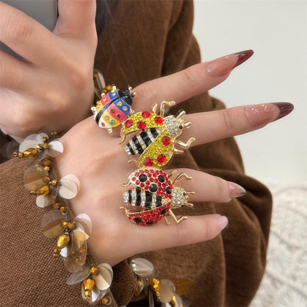 Кольцо со сверкающим насекомым в виде капель масла, геометрическое коктейльное кольцо, винтажное кольцо с росписью, подарок