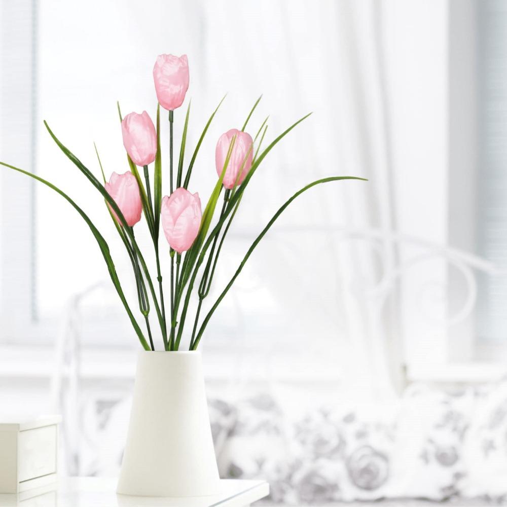 Букет из 6 шелковых тюльпанов, искусственные тюльпаны, всего 30 головок, искусственная цветочная композиция для домашнего офиса, вечеринки, свадьбы, отличный подарок на День матери