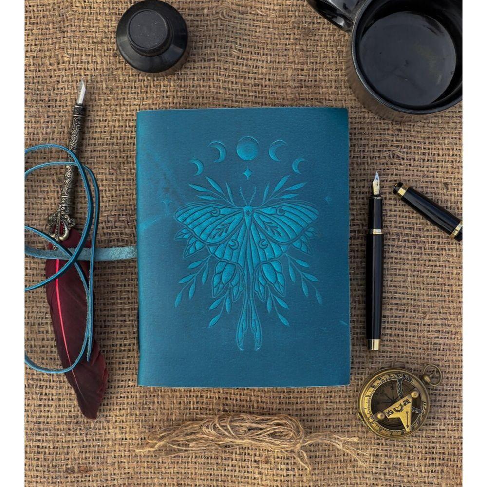 Кожаный журнал Luna Moth на заказ, бесплатная персонализация, 5 x 7 дюймов, без подкладки