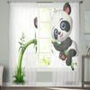 Милые детские бамбуковые прозрачные шторы с изображением панды для спальни, гостиной, тюлевые шторы для кухни, оконные вуали, шторы