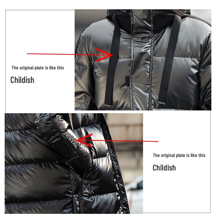 2025 Унисекс Длинная Мужская Зимняя Пуховая Куртка Выше Колена с Плотной Бархатной Подкладкой