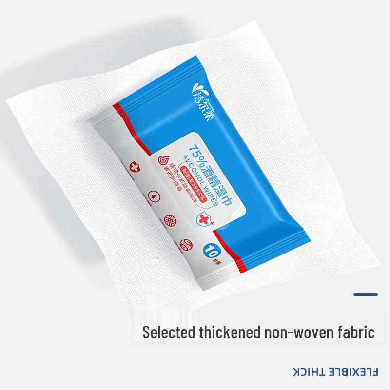 Упаковка из 10 стерилизующих ватных дисков с 75% спиртом - Одноразовые дезинфицирующие влажные салфетки