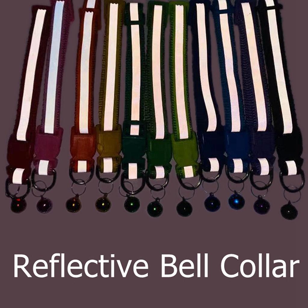 Reflective Safety Cat Pet Dog Kitten Collar Quick Release Bell Hi Vis Adjustable