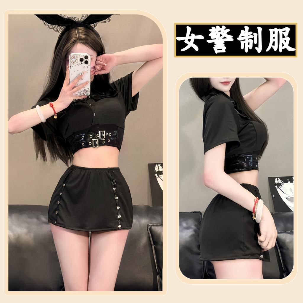 Сексуальное белье Сексуальный полицейский Косплей Униформа Соблазнение Секретарь Обертывание Бедер Открытая Промежность Избегайте Атаки Скорости в Постели