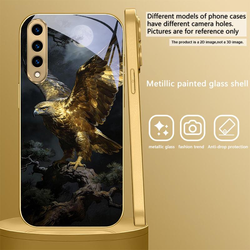 Золотой орел с крыльями Для Samsung A 31 32 A33 A34 35 14 A15 13 A16 25 26 50 52 53 54 55 56 70 71 72 73 Золотой стеклянный чехол для телефона