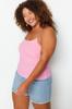 Women's Style Plus Size Pink Strap Crop Knitted Blouse