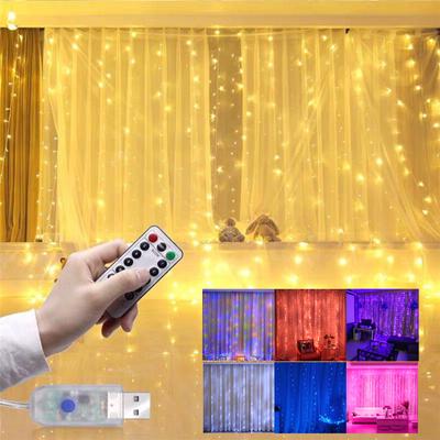 8 цветов занавес гирлянда светодиодные гирлянды фестиваль рождественские украшения 8 режимов USB-пульт дистанционного управления праздничные гирлянды для спальни дома