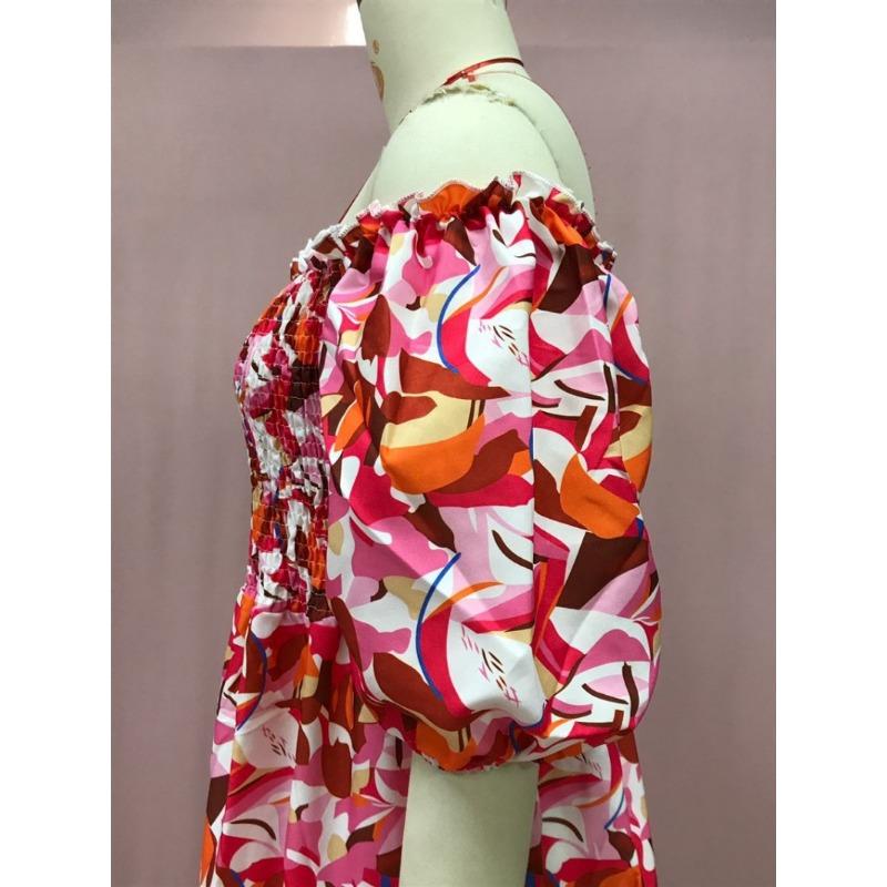 Women's Summer Printed One Shoulder Holiday Sexy Loose Dresses