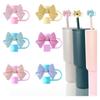 Bow Straw Covers Lovely Bowknot Portable Drinking Straw Tips Cover Reusable Cute Straw Protector Topper For Cup Accessories