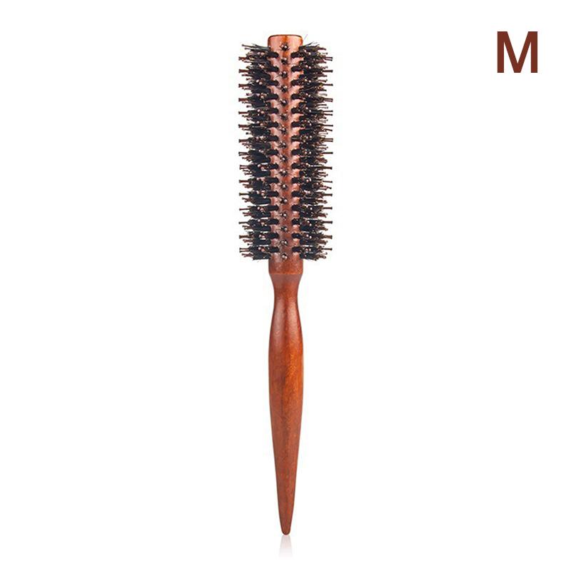 Anti-Static Wood Boar Bristle Round Hair Brush for Hair Styling Teasing Comb Teasing Brush for Curly Hair Hairdresser Tool