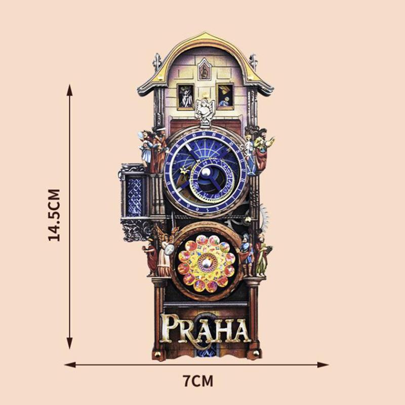 2025 Пражский хронометр деревянные ретро магниты на холодильник шестерня вращающаяся 3D магнитные магниты на холодильник
