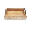 Decorative Tray Donna 35.56 Cm with Rectangular Handle Made of Hand-carved Mango Wood