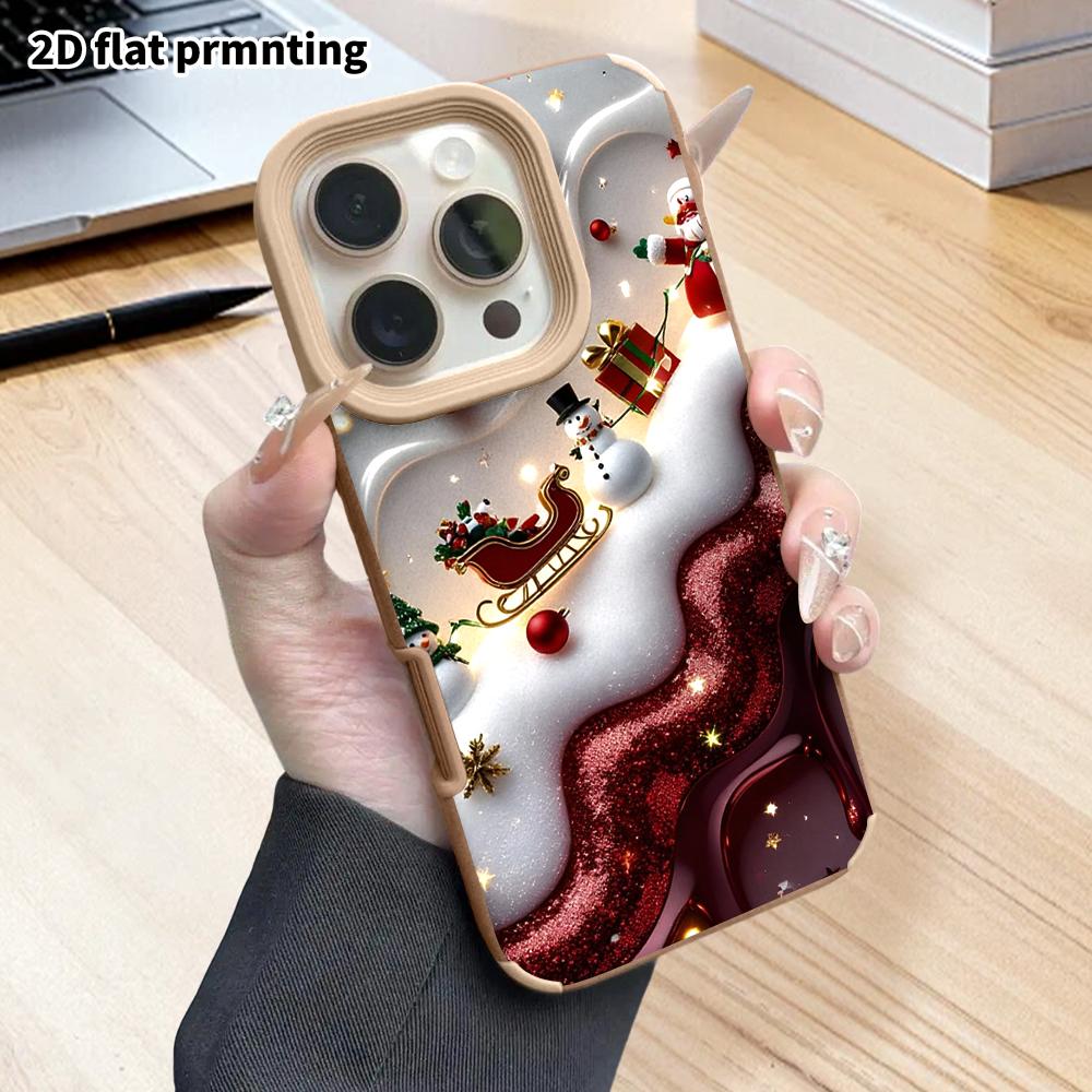 Phone Case: 2D flat lambskin suitable for iPhone 18 17 16 15 14 13 Pro protective case, Christmas theme, Christmas and Halloween gifts