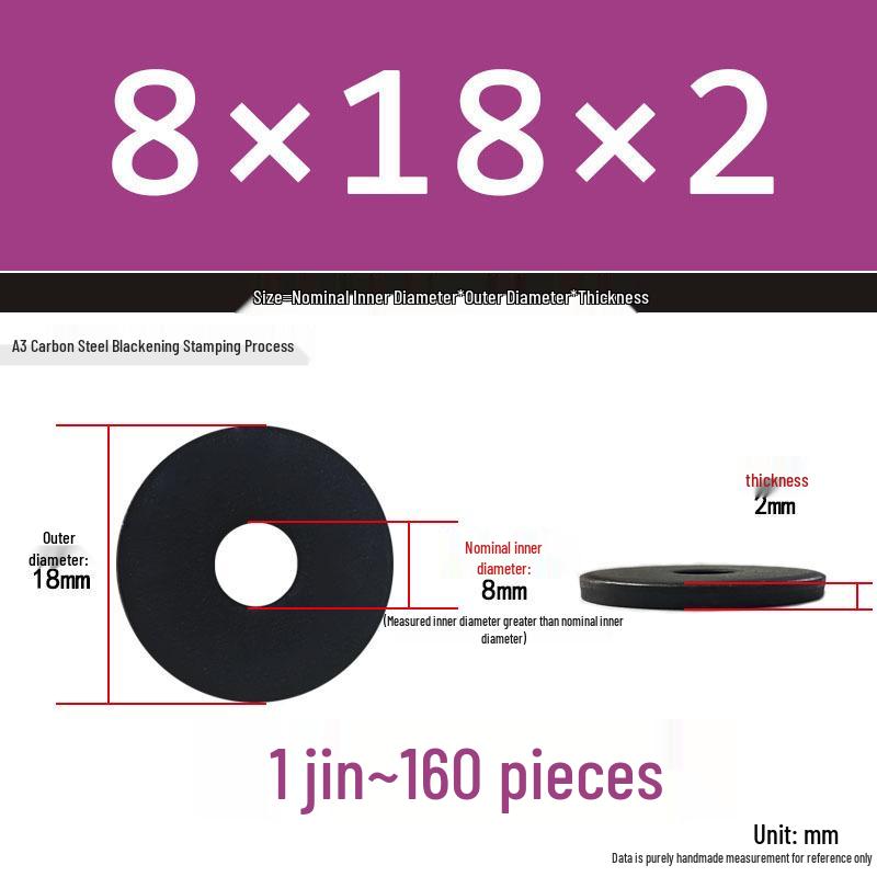 Black Oversized Thickened Round Metal Flat Washer Spacer for Home Use