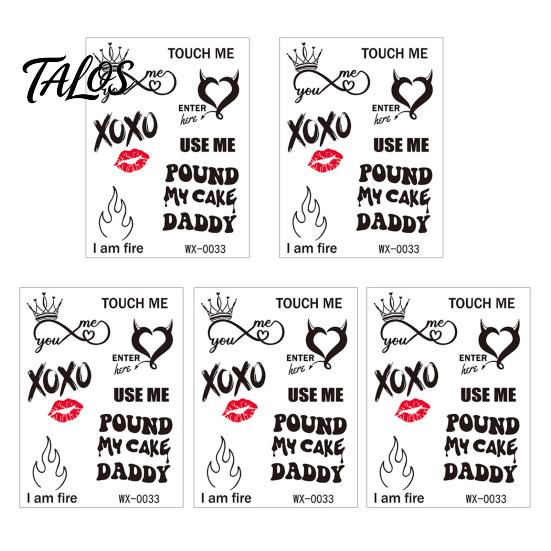Talos 5 Sheets Lovers Tattoo Stickers, Fun Temporary Face Tattoos, Safe Waterproof Body Art Stickers for Couple Valentine's Day Anniversary