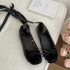 Fashion Ribbon Retro French Flat-bottomed Shallow Mouth Single Shoes Women's Summer 2025 New Skirt Versatile Soft-soled Ballet Shoes