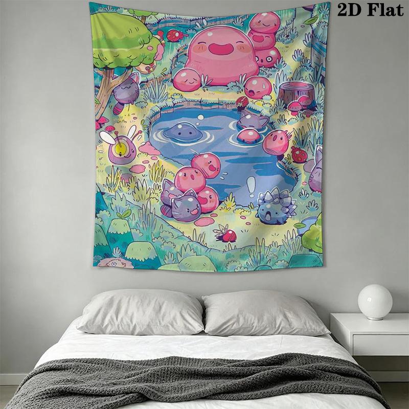 Whimsical Slime Rancher Pattern Home Decor Tapestry, Wall Hanging, Decorative RV Wall Cloth.ZGT0914430