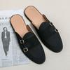 Luxury Designer Casual Moccasins Sandals Mens Anti-slip Flat Half Shoes for Men Loafers Leather Slippers Breathable Mules Slides