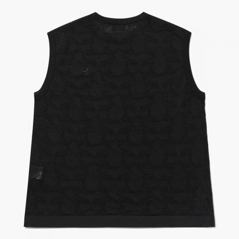MunSingwear Women S Scallop Knit veSt Black Mr222lkv51