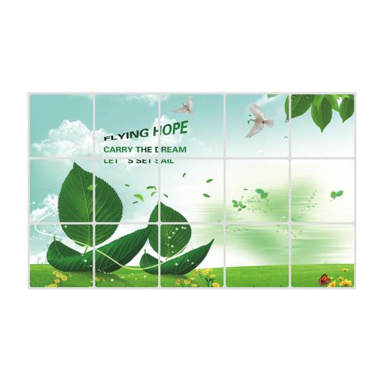 Kitchen Oil Proof Wall Stickers Flowers/Fruits/Green Leaves Waterproof Backsplash Wall Protector Film Removable Tile Decal for Cupboard