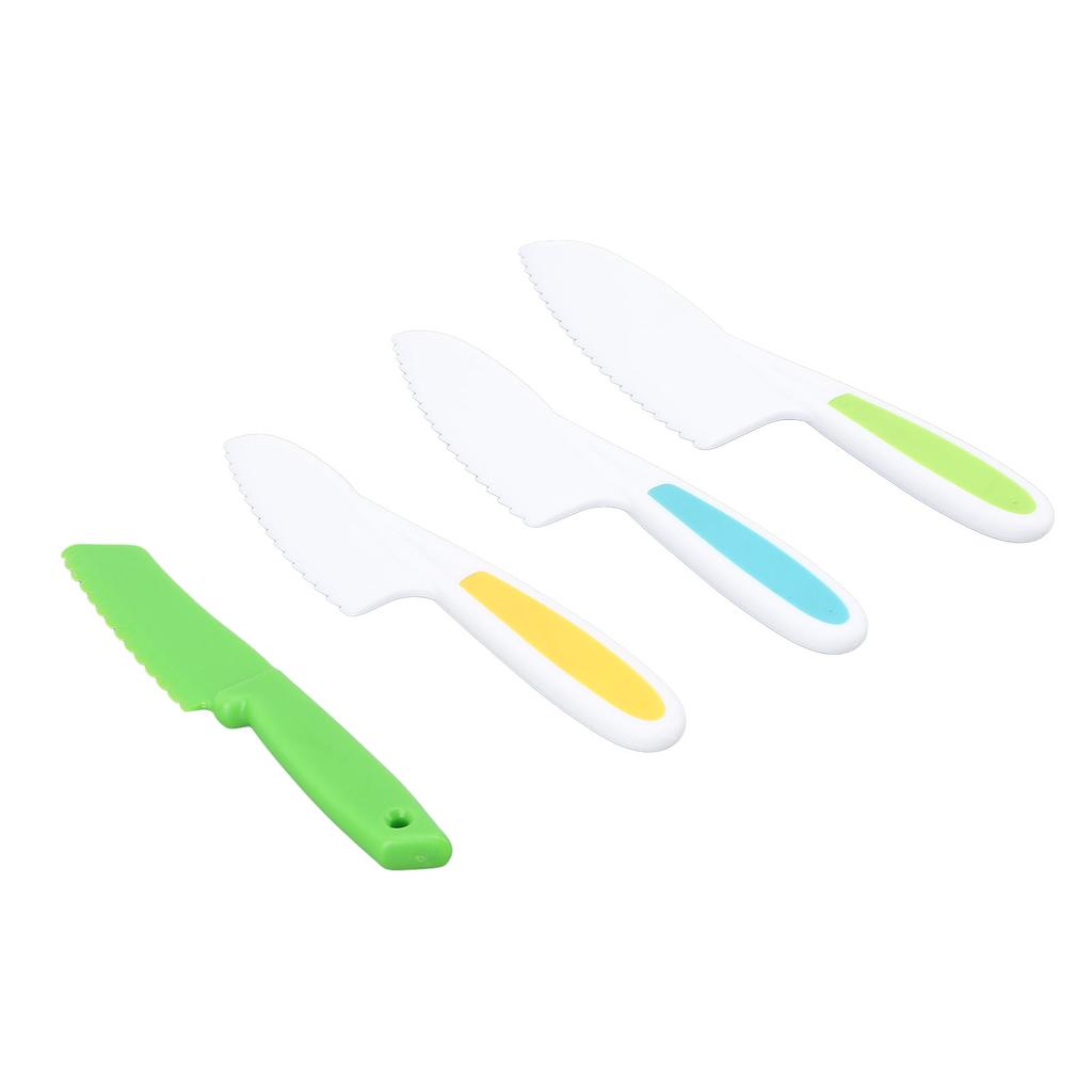 Набор из 4 детских кухонных ножей для резки фруктов и овощей, безопасные зубчатые ножи для домашнего использования