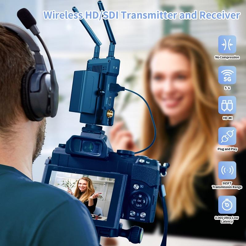 SDI HDM Wireless Transmitter and Receiver 4k Extender Kit for Streaming Video to Monitor for Dslr Video Sans Fil Image