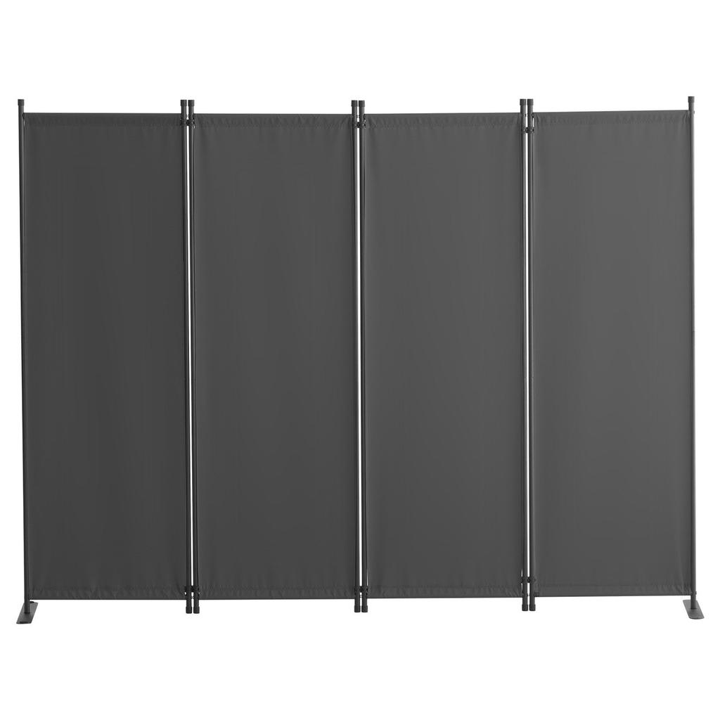 Room Divider 4-Panel Folding Privacy Screen Fabric Partition Office Gray