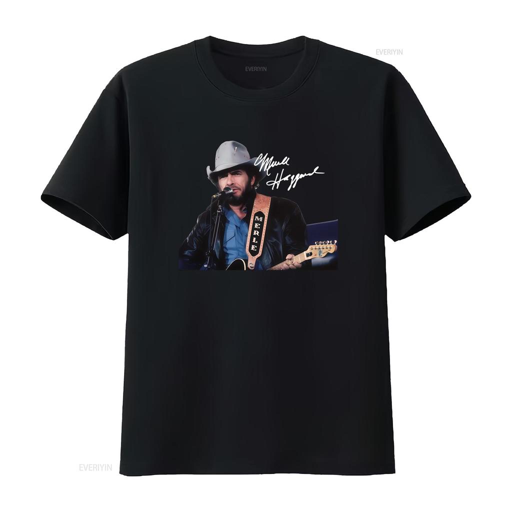 Merle Haggard Signature Cotton T Shirt Musician Design All Sizes S M L XL 2345XL vintage Washed Soft Top For Everyday Wear