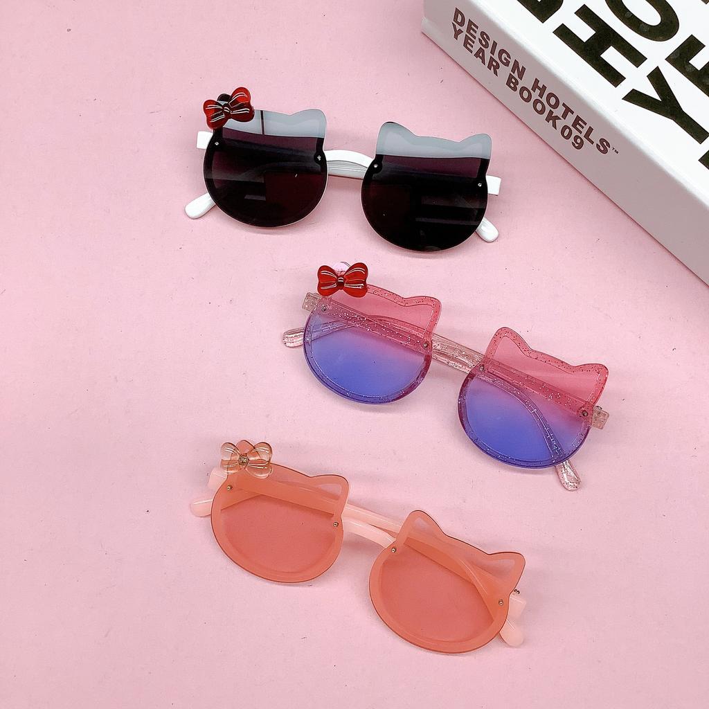 Модные детские солнцезащитные очки с бантом, милые детские солнцезащитные очки в форме кошки, модные солнцезащитные очки для девочек
