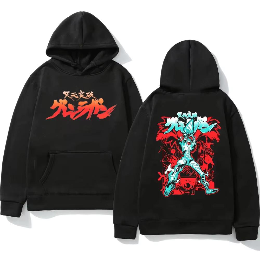 2026 Autumn Gurren Lagann Double Sided Front Back Print Hoodie Loose Casual Plus Size Adult Y2K Style Cotton Sweatshirt