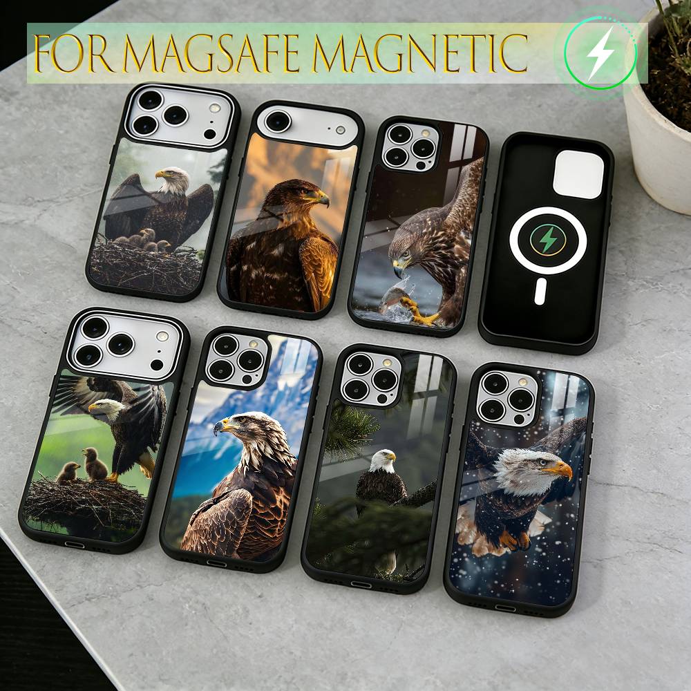 Eagle Phone Case For iPhone17,16,15,14,13,12,11 Plus,Pro Magnetic with Magsafe Wireless Charging