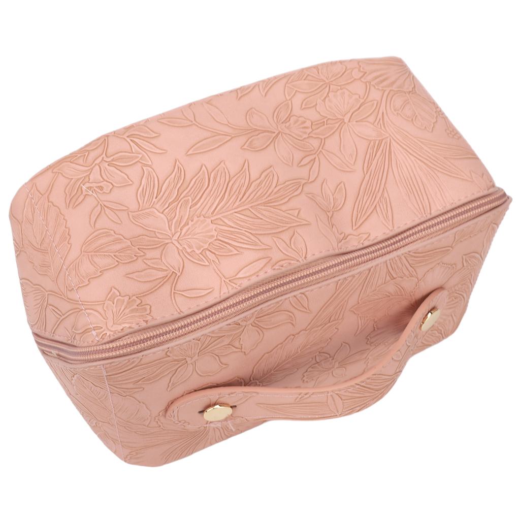 Косметичка для макияжа из ПУ кожи, открывающаяся на 180 градусов, большой вместимости, многофункциональная, с разделителем, плоская косметичка, розовая