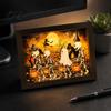 Indoor Festive Atmosphere Decor Ghost Photo Frame Lamp, Halloween Lighted Shadow Box, Haunted House Theme Gothic Skeleton Table Centerpiece