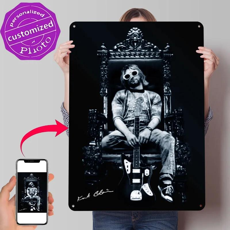 Kurt Cobaint D Printed Texture Poster Personalized Wall Art Retro Metal Tin Signs for Interior Accessories Garage Decorations