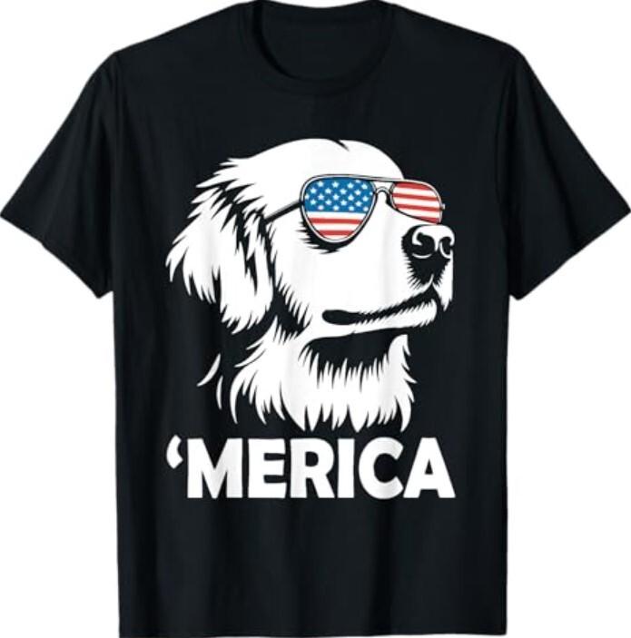 golden retriever 4th of july merica T-Shirt Unisex T-Shirt