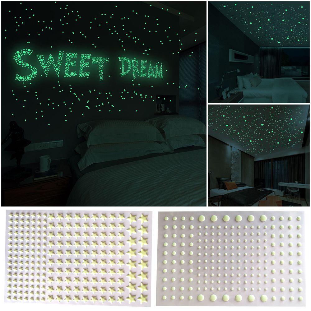 Wall Art Bedroom Ornament Fluorescent Wall Sticker Luminous Stars Dots Bubble Decal Glow In Dark