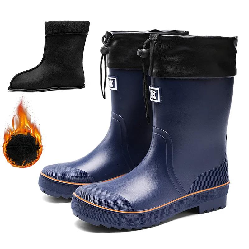 Мужские дождевые сапоги для рыбалки и кемпинга, мужские повседневные нескользящие износостойкие водонепроницаемые ботинки Botas De Lluvia Para Hombre