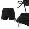 Women Quick Drying Board Shorts High Waisted Swim Shorts Drawstring Board Shorts Ruched Swim Shorts Bathing Suit Bottoms