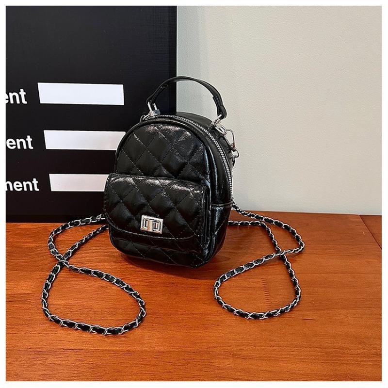 Rhombus Chain Messenger Bag Women's New Casual Multi-function High-end Double Shoulder Mini Backpack