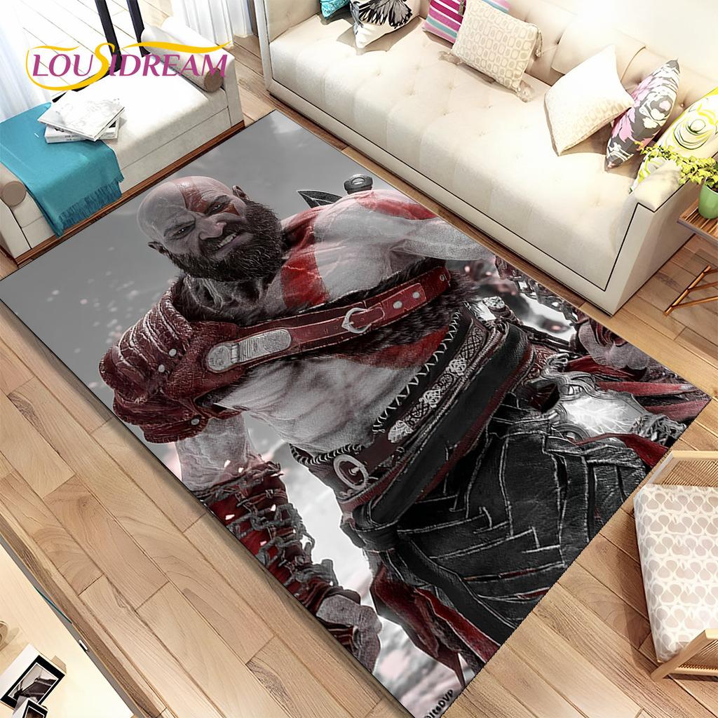 Коврик Игровой Ковер God of War Игроки Кратос, Ковер для Гостиной Спальни Дивана Прихожей Украшение, Детский Нескользящий Коврик для Игр