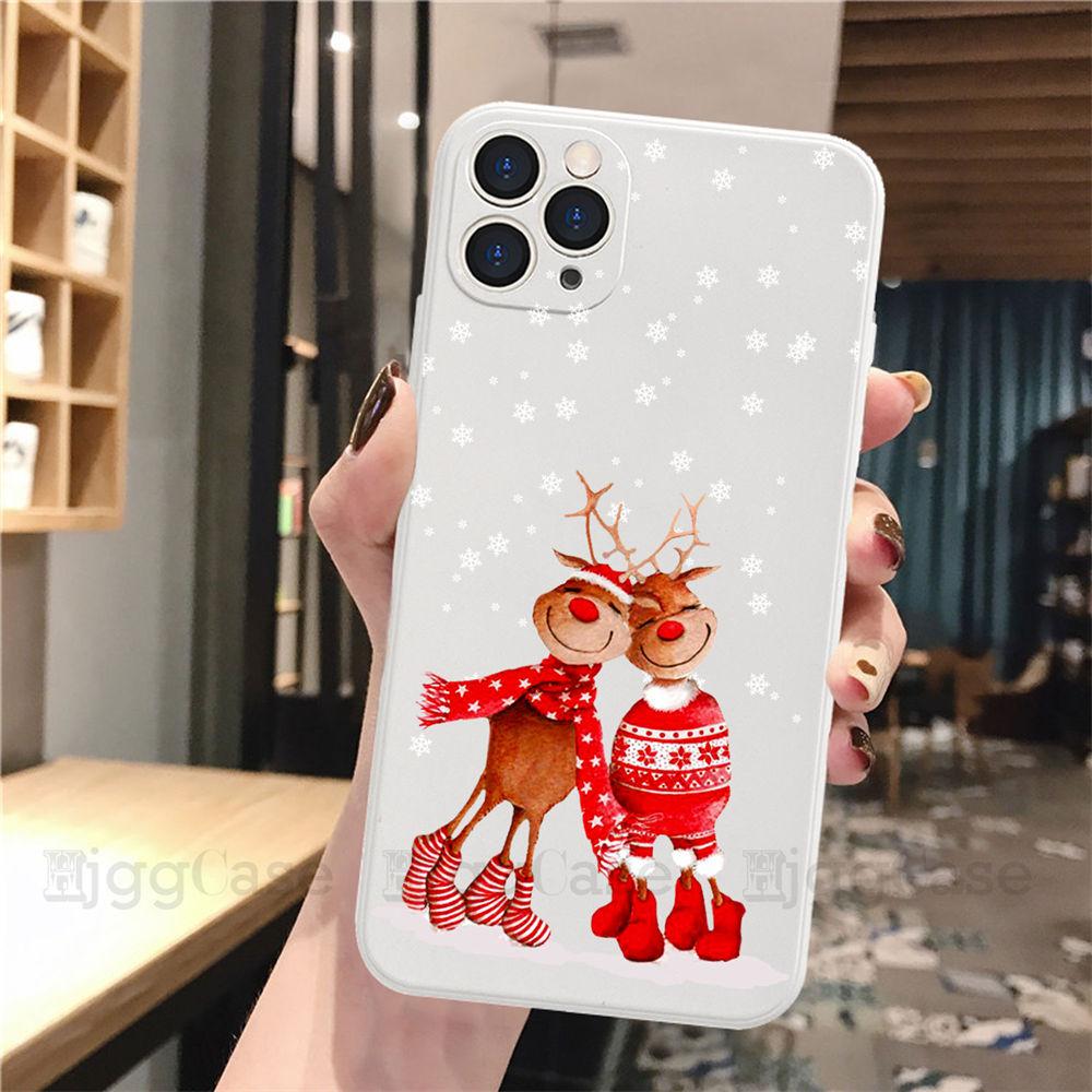 Белый чехол для телефона в подарок на Рождество и Новый год для iPhone 13 Pro 11 Pro Max 12 mini XS XR SE 8 7 Plus, модный чехол для девочек Fundas