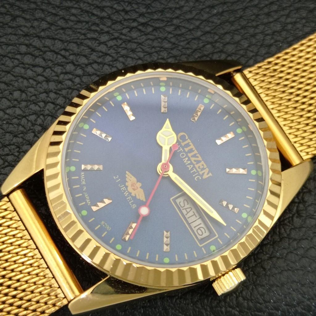 VINTAGE CITIZEN AUTOMATIC 8200 REFURBISHED JAPAN MENS BLUE DIAL WATCH a446820-1