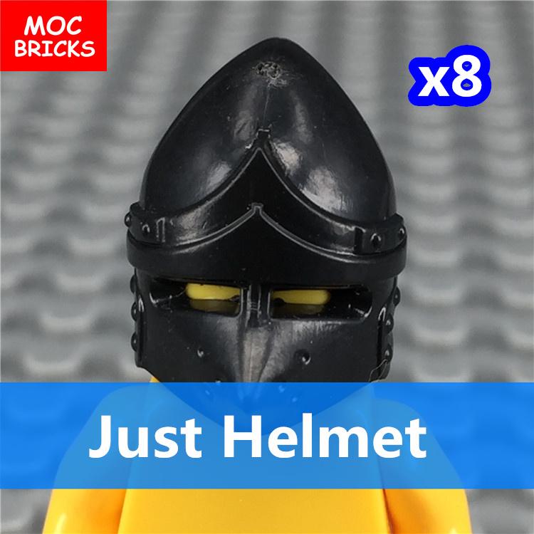 MOC Кирпичи Черный Меч Щит Копье Алебарда Шлем Средневековые Рыцари Рим Фигурка Действия Образовательный Строительный Блок Подарки