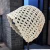 Literary and versatile hand-woven hollow knitted hat for women, big head circumference in spring and autumn, small retro wool hat