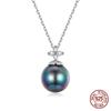 S925 Sterling Silver Elegant Black Pearl Charm Necklace Shell Pearl Zircon Chain Necklace for Women Fine Jewelry